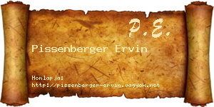 Pissenberger Ervin névjegykártya